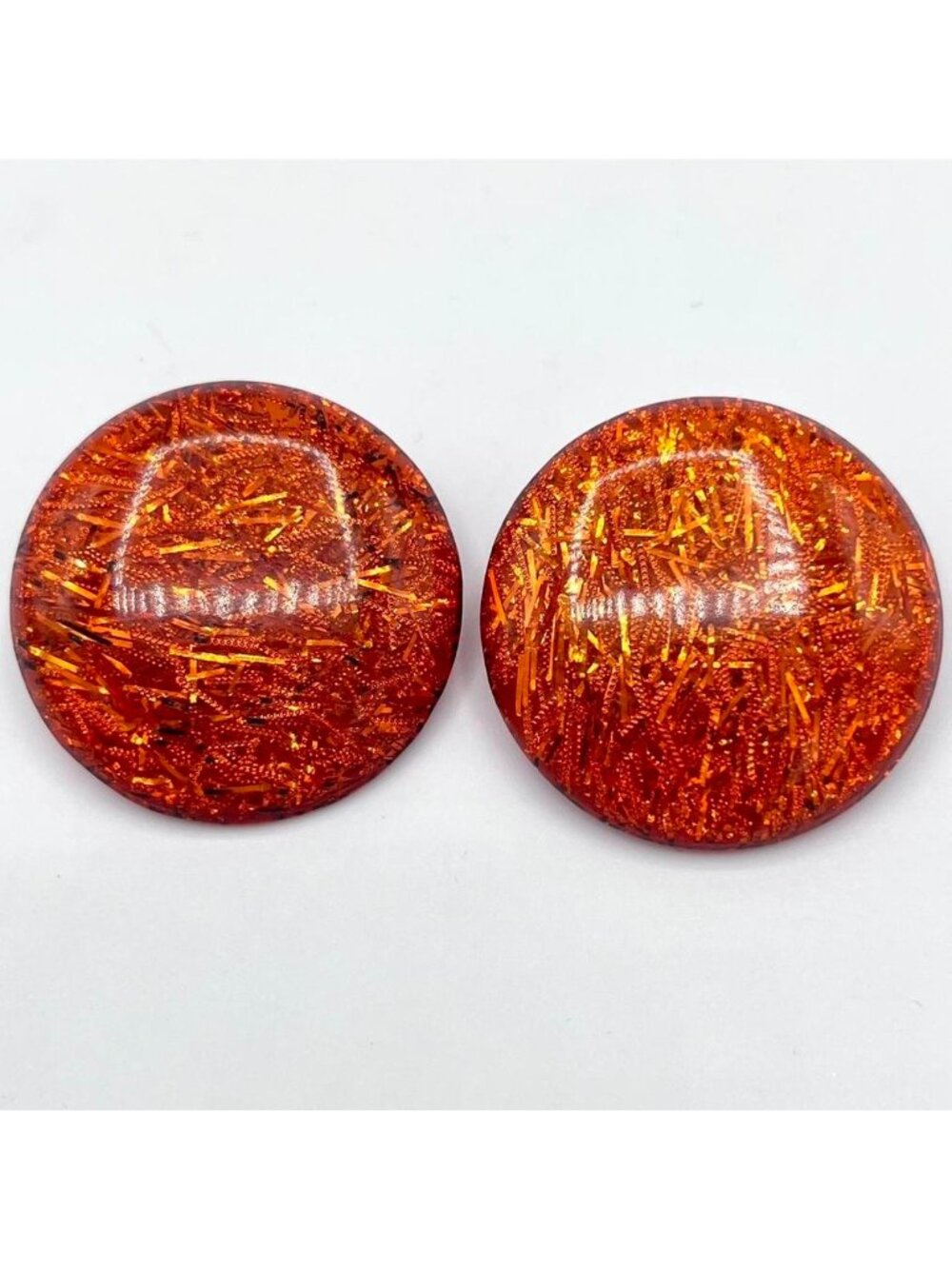Vintage 60s Orange Confetti Clip on Earrings from a Hollywood Prop Haus